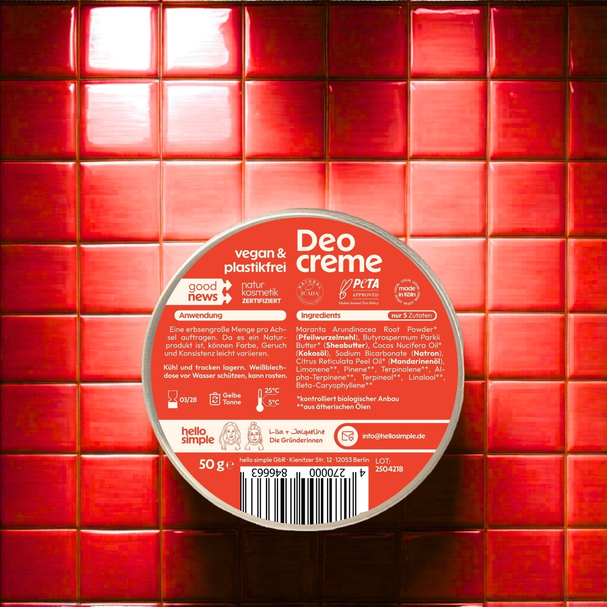 Natron Deocreme Grüne Mandarine – veganes Deo, ohne Aluminium, ohne Plastik, Naturkosmetik.
