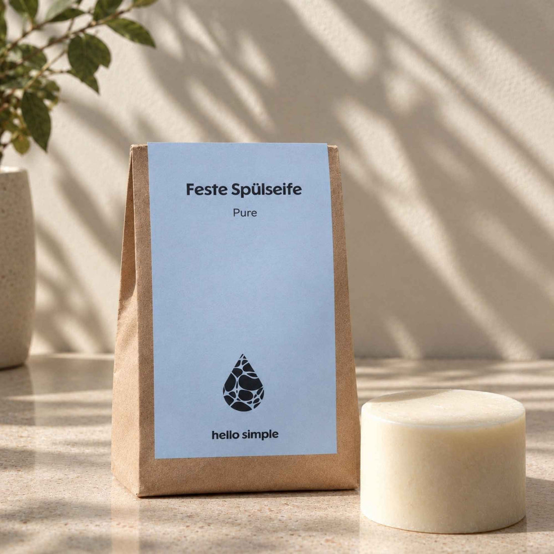 Feste Spülseife - Spülmittel in fester Form ohne Duftstoffe, vegan, ohne Palmöl