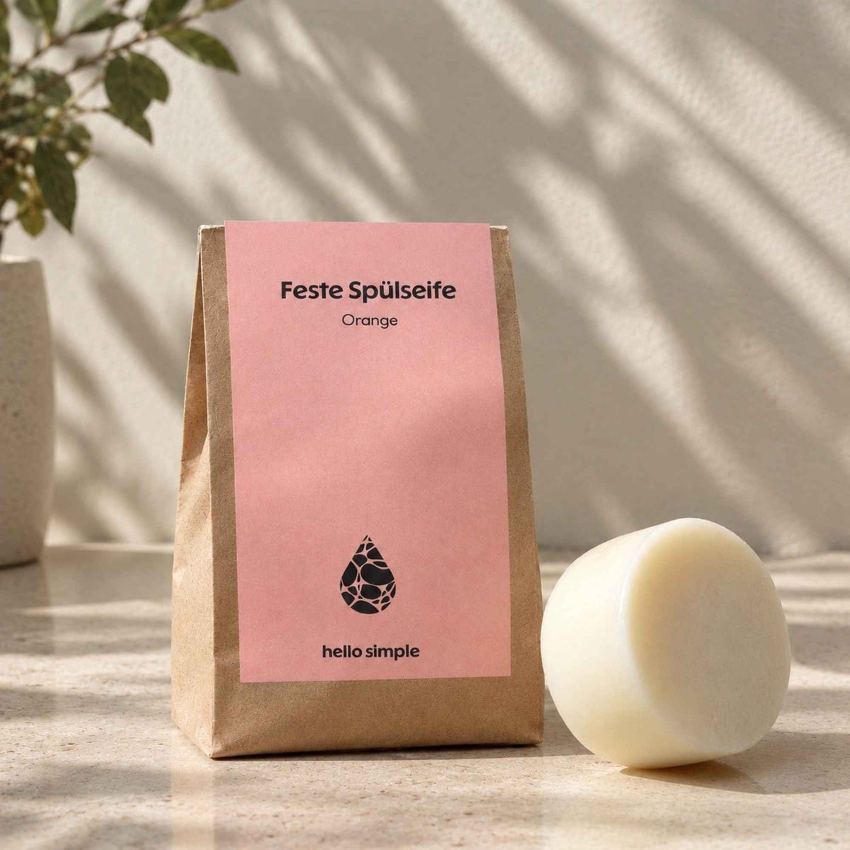 Feste Spülseife Orange - Spülmittel in fester Form mit ätherischem Öl Orange, vegan, ohne Palmöl
