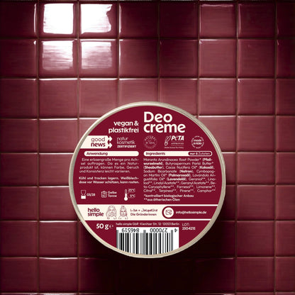 Deocreme Lavendel Palmaroda – veganes Natron‑Deo, ohne Aluminium, ohne Plastik, Naturkosmetik aus Köln.