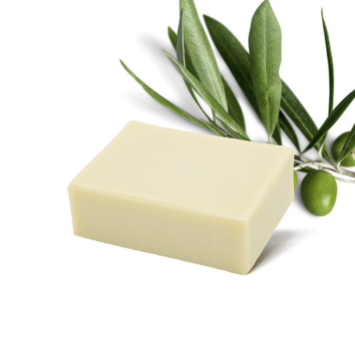 Zero Waste fester Duschbrocken Olive für deinen Körper. Vegan, bio, plastikfrei zum Baden und Duschen. Auch für Schwangere, Duftstoffallergiker und zarte Babyhaut geeignet.