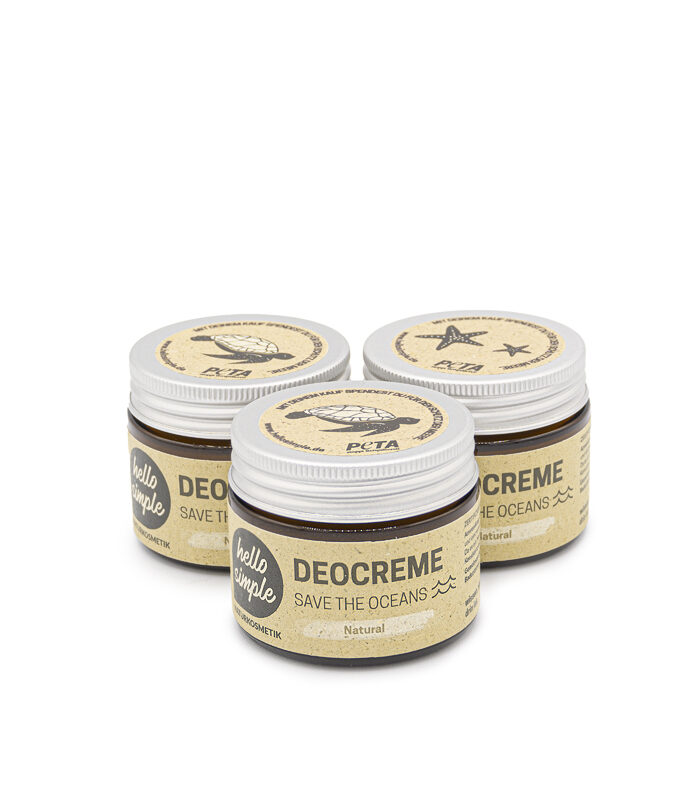 Hello Simple 3er-Set Deocreme: Natural, Limette-Zypresse & Palmarosa-Lavendel. Zero Waste Deo im Glastiegel, vegan & aluminiumfrei! Vegan und mit ausgewählten Bio-Zutaten! Deo auf Natronbasis.