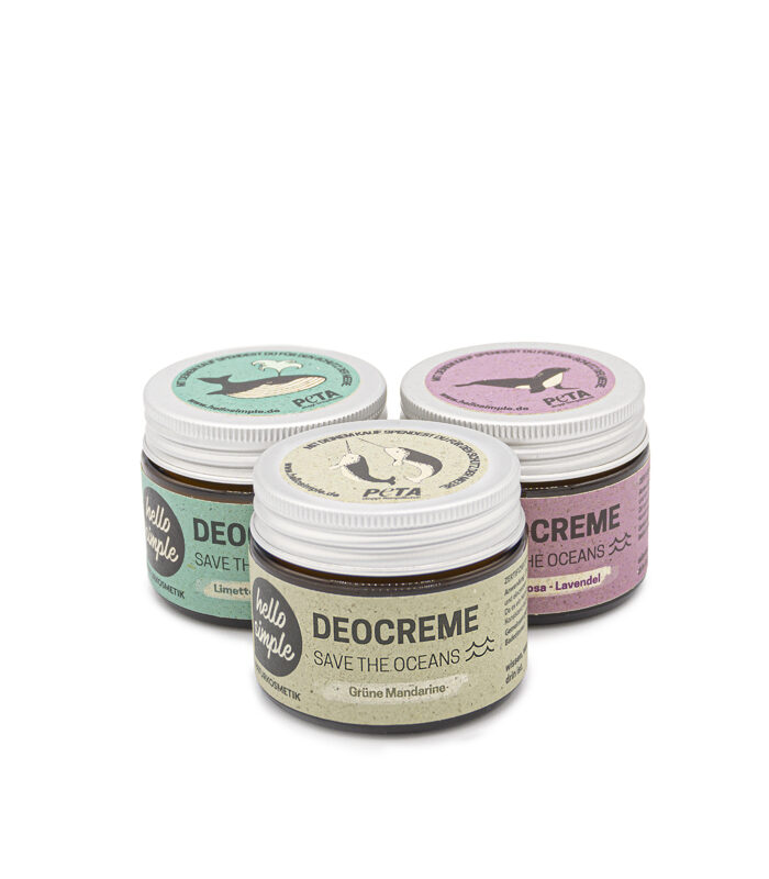 3er-Set Deocreme: Limette-Zypresse, Grüne Mandarine & Palmarosa-Lavendel. Zero Waste Deo im Glastiegel, vegan & aluminiumfrei! Vegan und mit ausgewählten Bio-Zutaten! Vegane Zero Waste Naturkosmetik. Natron Deo: plastikfrei, aluminiumfrei, gegen starkes Schwitzen. Bestes Naturkosmetik Deo im Test.