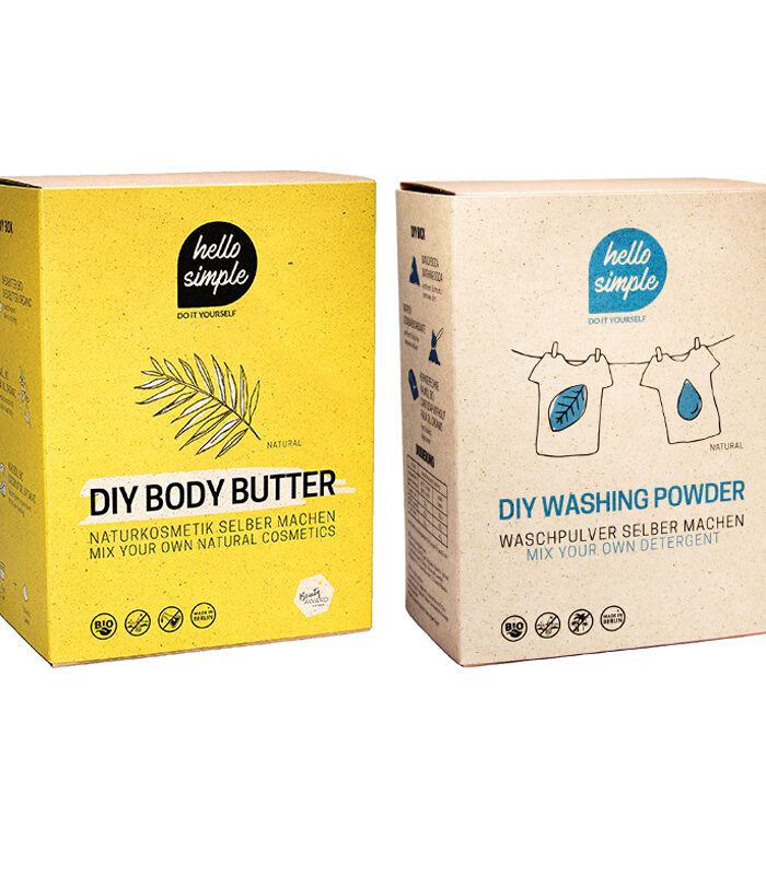 2er-Set für Mama und Baby: DIY-Box Body Butter und Waschpulver: Vegane Zero Waste Produkte zum Selbermachen, plastikfrei, mit palmölfreier Kernseife. Für Schwangere, Mütter und Babys.