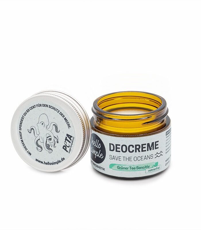 Deocreme Grüner Tee Sensitiv: Vegane Zero Waste Naturkosmetik, plastikfrei, aluminiumfrei, natronfrei, duftstofffrei
