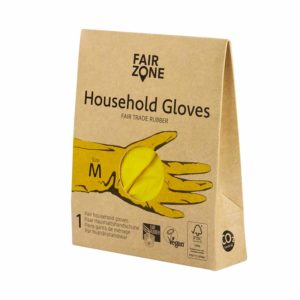 Fairtrade Haushaltshandschuhen aus nachhaltigem Kautschuk, der biologisch abbaubar ist.