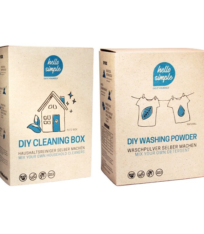 2er-Set Putzmittel und Waschpulver für deinen Zero Waste Haushalt: Biologisch abbaubare Putz- und Waschmittel zum Selbermachen, Bio-Zutaten, ohne Duftstoffe und umweltfreundlich.
